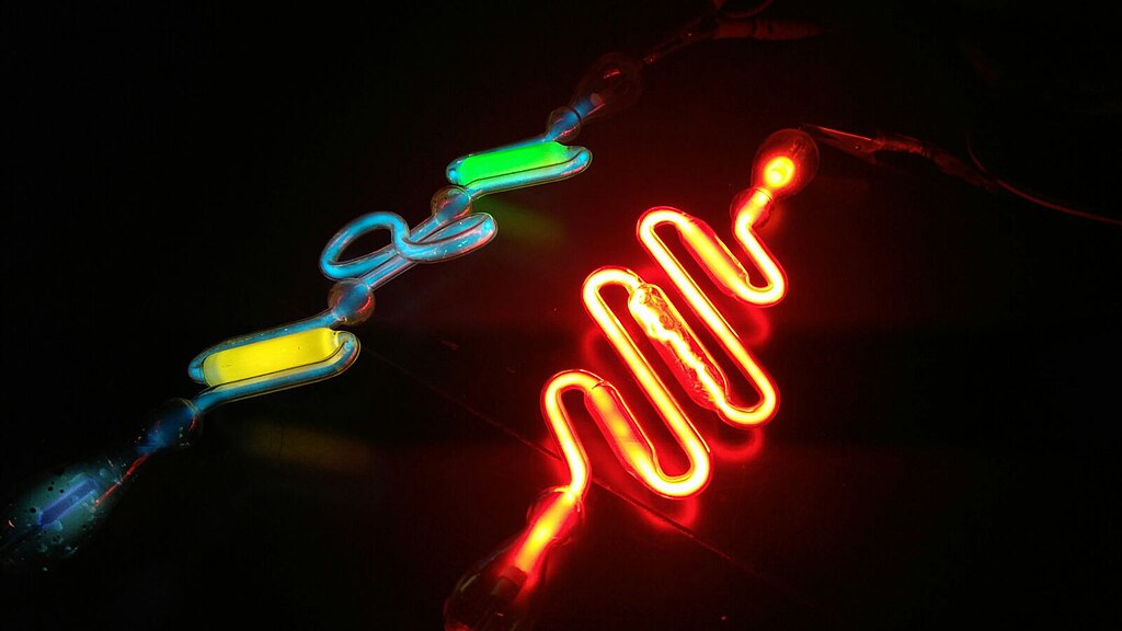 tubes with neon gas illuminated